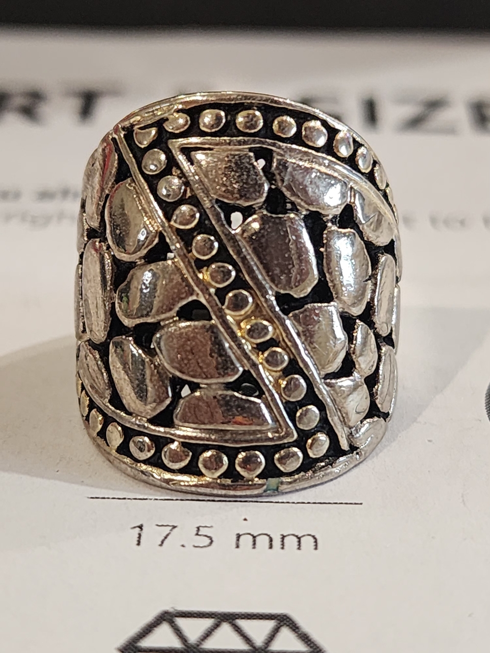 Unisex Silver Textured Statement Ring
